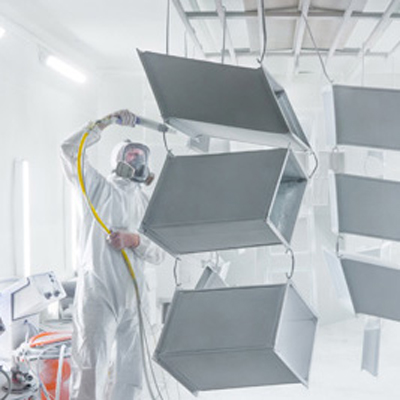 trasporto e rivestimento di polveri